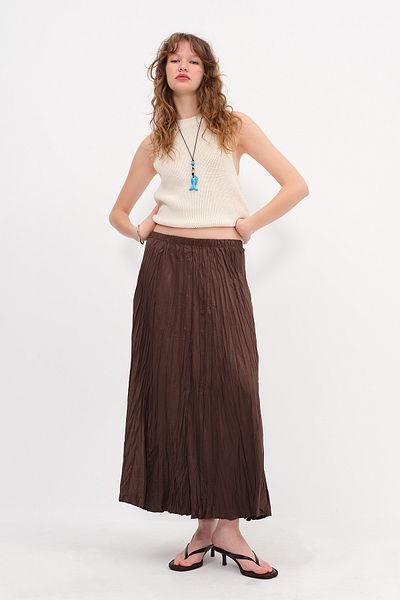 Addax Wrinkled Look Long Skirt E16125-B5