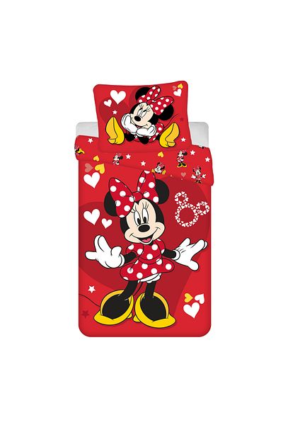 Minnie Mouse Set 2 piese lenjerie de pat, Husa pilota, 140x200 cm, husa perna, 70x90 cm, Multicolor, Minnie Mouse