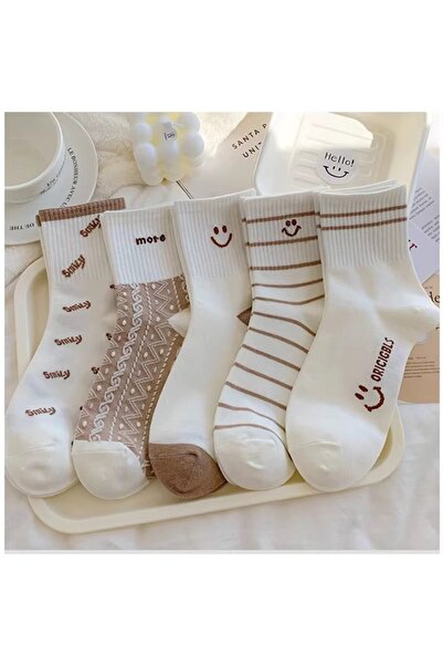 delis Set 5 Perechi De Sosete Pentru Dama, Ss070, Crem, Marime Universala