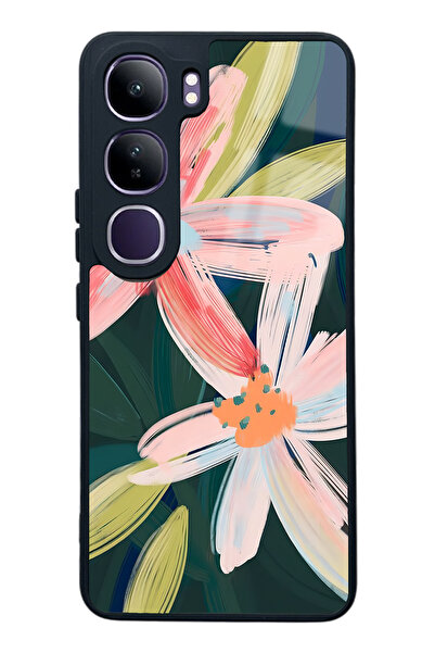 Spoyi Vivo V40 Lite Suluboya Çiçek Tasarımlı Glossy Telefon Kılıfı