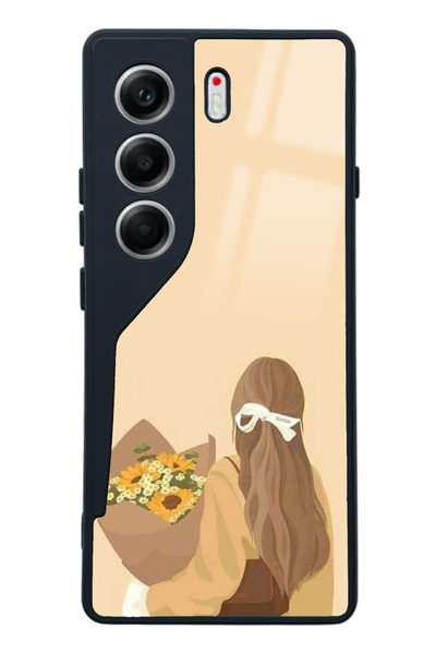 Spoyi Tecno Camon 40 Çiçekli Kız Tasarımlı Glossy Telefon Kılıfı