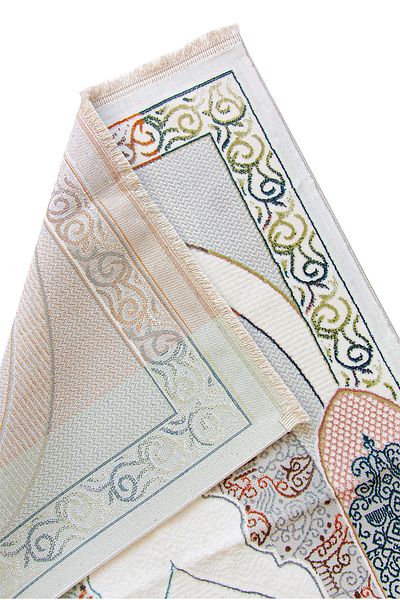 ihvanonline Traditional Patterned Gift Carpet Type Woven Prayer Rug Cream