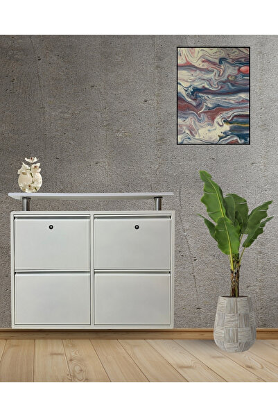 Arinna 2+2 Tablalı Beyaz Metal Ayakkabılık ( KİLİTLİ )