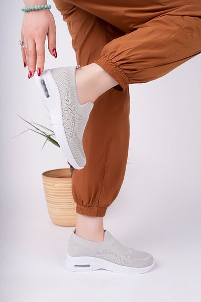 Moda Kadıköy Women's Gray Light Sole Anatomic Tricot Sneaker Shoes