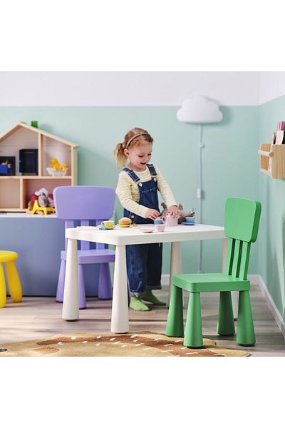 IKEA كرسي اطفال بلاستيكي بظهر مرتفع مناسب للاستخدام الداخلي والخارجي 67*38*26 سم