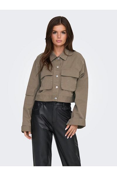 ONLY Women's Summer Woven Jacket – , Wide Collar, Button Closure