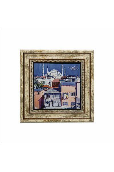 Sadrazam Tablou din piatră naturală imprimat de la Moscheea Sultanahmet (25 X 25 KRT-15)