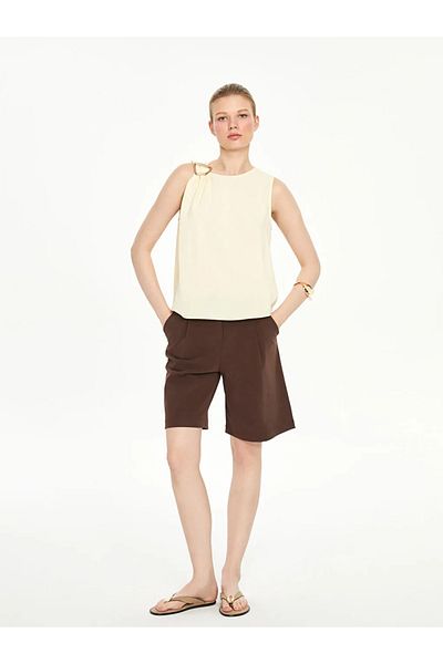 LC Waikiki Lcw Vision Beige Crew Neck Applique Detailed Blouse