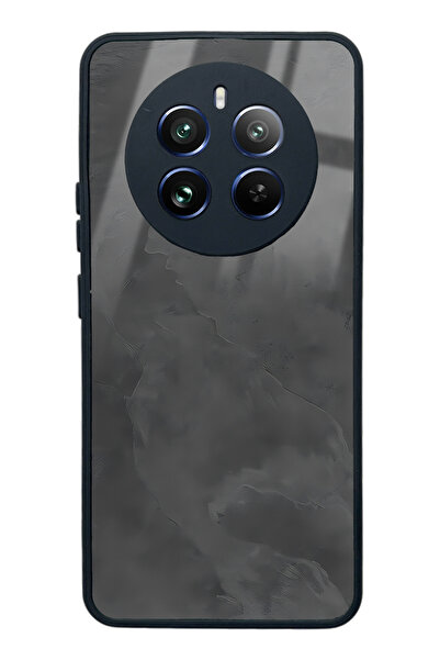 Spoyi Oppo Realme 12 Gri Mermer Tasarımlı Glossy Telefon Kılıfı