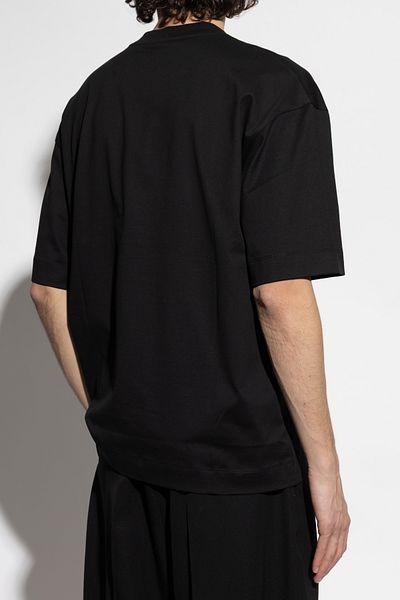 Emporio Armani Men's Oversize Short Sleeve Motif Patterned Black T-Shirt Em 001026   Af13669-Mc202