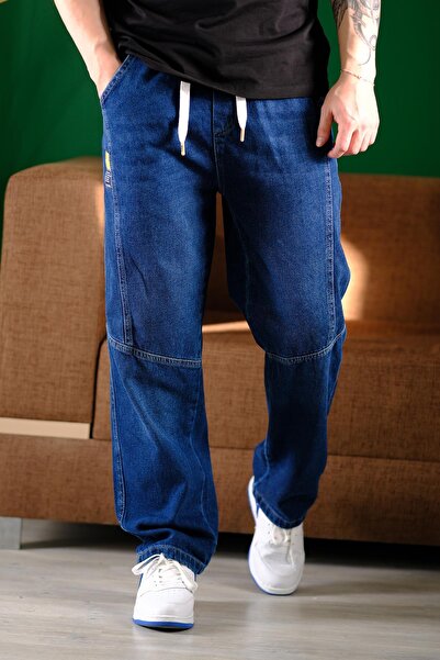 Oksit Reax Camils Еластична талія на шнурку Прямі штани Розслаблена посадка чоловічі джинсові штани