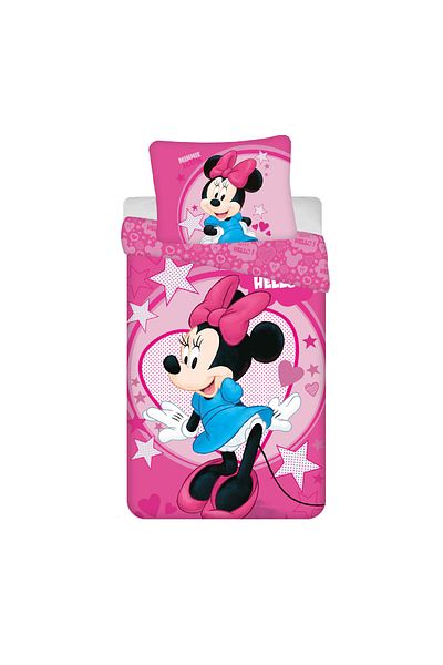 Minnie Mouse Set 2 piese lenjerie de pat, Husa pilota, 140x200 cm, husa perna, 70x90 cm, Multicolor, Minnie Mouse