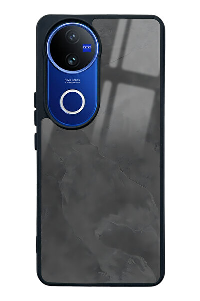 Spoyi Vivo V50 Gri Mermer Tasarımlı Glossy Telefon Kılıfı