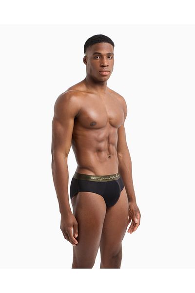 Emporio Armani Men's Modal Fabric Logo Elastic Waist Black Panties Em 000360   Af10783-Uc001