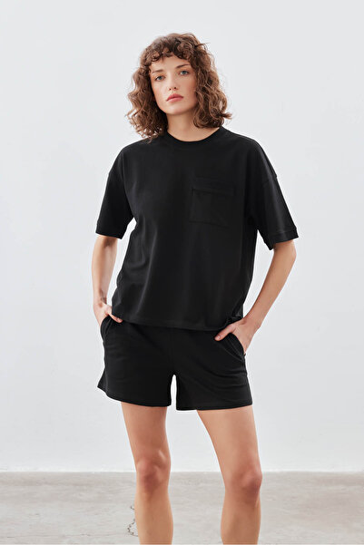 Hays Kadın Pamuklu Pique Cepli Kısa Kol T-shirt