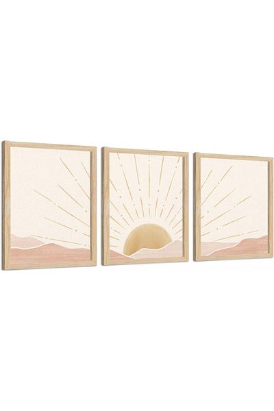 Putuo Decor Set 3 tablouri Putuo Decor, panza, alb/bej, 20,3 x 25,4 cm