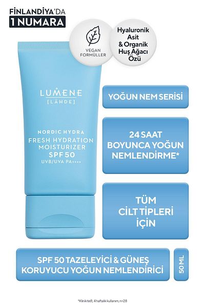 LUMENE Spf50 Sunscreen Moisturizer – Refreshing Cream, 50 Ml, for All Skin Types
