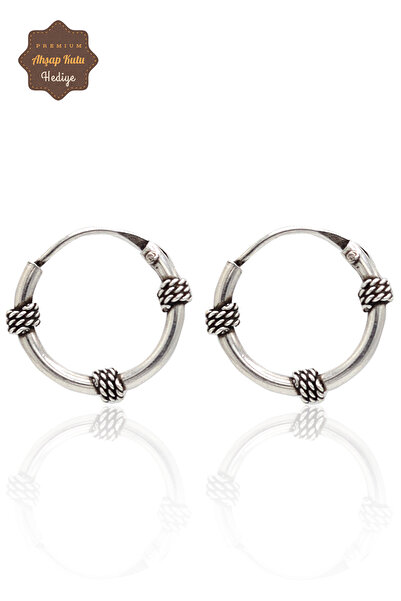 Midyat Nurtaş Gümüş Hasır İşlemeli 925 Ayar Gümüş Erkek Küpe 201024037