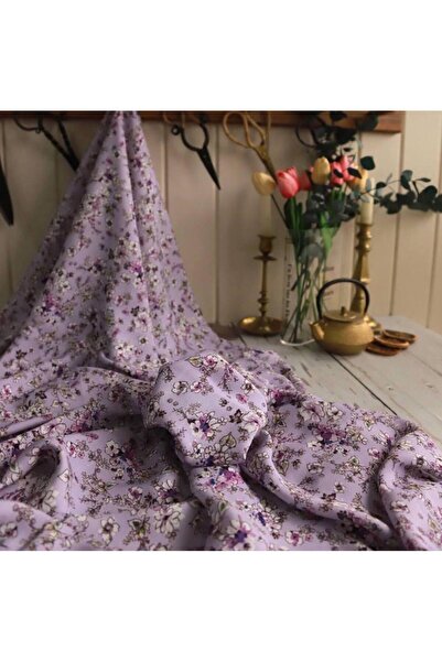 Parça Kumaş Dünyası Minik Çiçek Desenli Dökümlü Filoş Viskon Kumaş