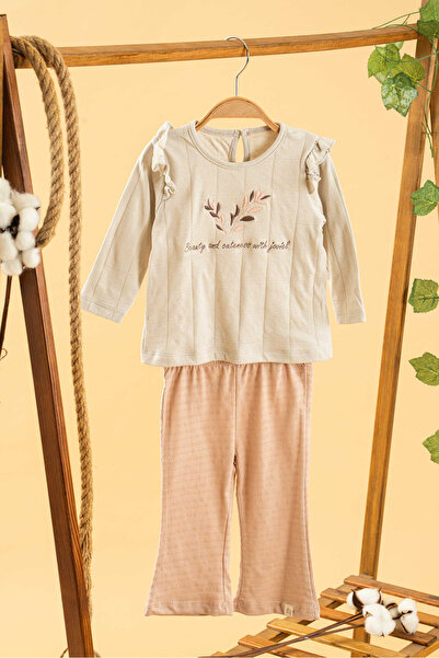 bombe Girl Boy Baby Kids Gray 2-Piece Set Natural Cotton Embroidered Trend Fa...