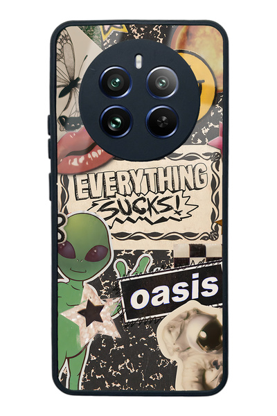 Spoyi حافظة هاتف لامعة بتصميم ملصق ريترو لهاتف اوبو ريلمي 12