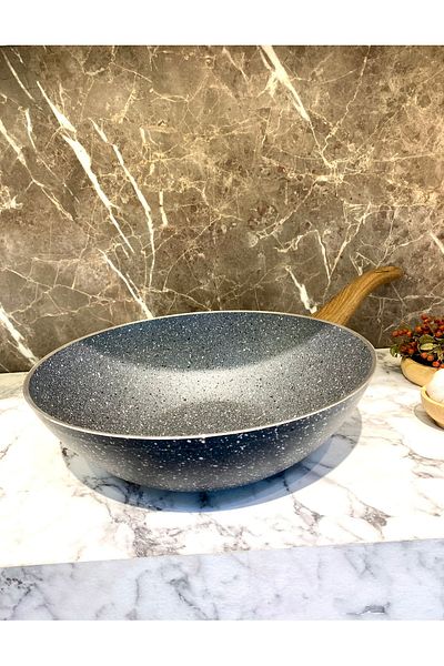 Elvira 28 cm Granite Wok Pan-Grey