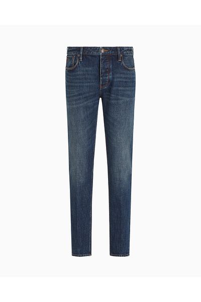 Emporio Armani Men's Denim Fabric Slim Fit Low Waist Cotton Fabric Blue Jeans Em 000668   Af13442-Mb001