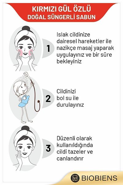 Biobiens الاستحمام بخلاصة الورد الأحمر وصابون إسفنجي طبيعي خاص للبشرة