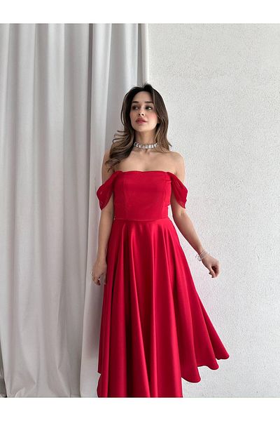 Mooi Butik MARX Midi Φόρεμα 3572 - Κόκκινο