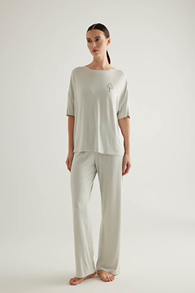 Hays Kadın Viscose Kısa Kollu Uzun Pijama Takımı