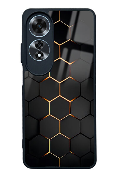 Spoyi Oppo A60 Yellow Carbon Tasarımlı Glossy Telefon Kılıfı