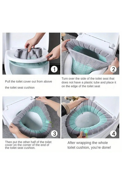 Genel Markalar 1 Adet Yumuşak Dokulu Esnek Yıkanılabilir Klozet Kapağı Kılıfı Klozet Kapağı Örtüsü Minderi Rahat