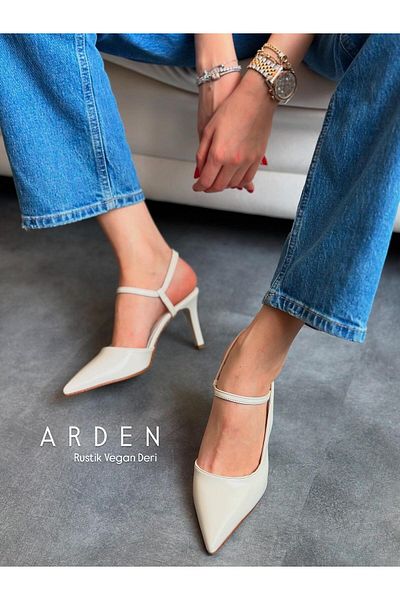 Zuum Arden Open Back Heeled Women's Shoes - Ecru Rustic