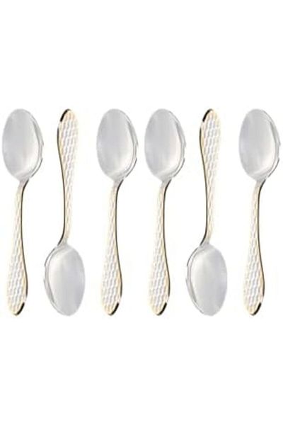 ALSAIF K2230501/ts Stainless Steel Dessert Spoon 6-piece Set, Silver/gold
