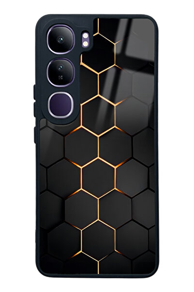 Spoyi Vivo V40 Lite Yellow Carbon Tasarımlı Glossy Telefon Kılıfı