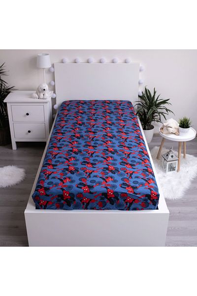 SPIDERMAN Cearceaf de pat pentru copii, bumbac, 90x200 cm, Albastru, Spiderman