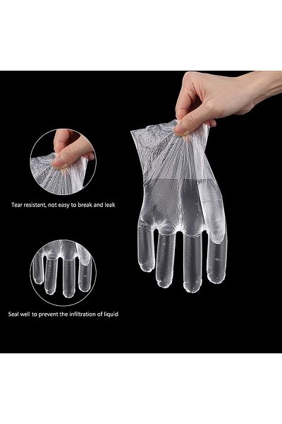 MAYCARE Disposable Clear Plastic Gloves, 70 Pieces