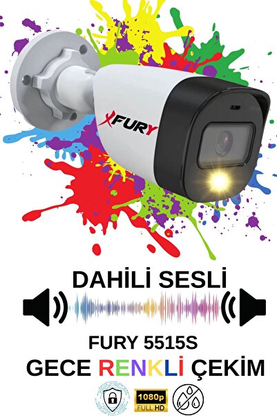 FURY 4 Lü Sesli 5Mp Lens 1080p Gece Renkli Görüş Güvenlik Kamerası Su Geçirmez Güvenlik Kamera Seti 320gb