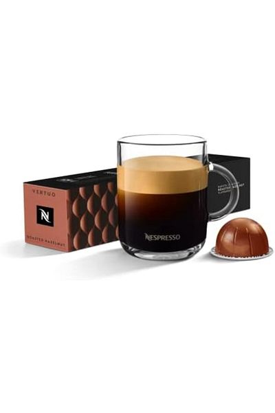 Nespresso Capsules VertuoLine, Roasted Hazelnut, Dark Roast Espresso Coffee, 10 Count Coffee Pods