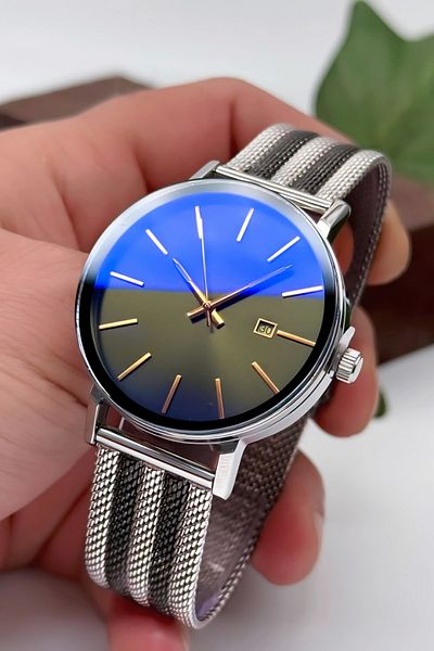 Ferrucci Men's Wristwatch Steel Mesh Strap Silver Color Tinted Glass