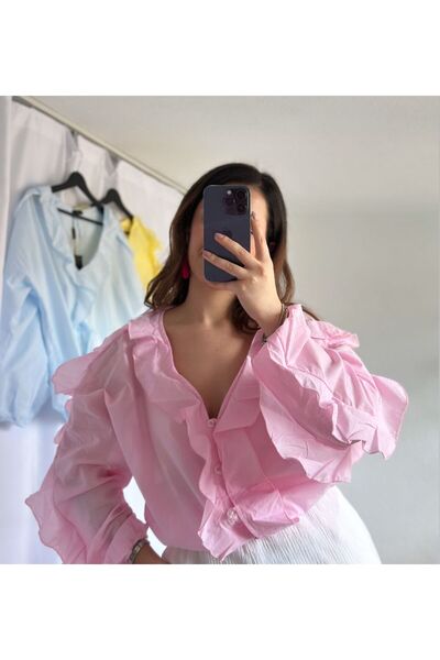 eBaa fashıon FIRFIRLI OVERSİZE GÖMLEK