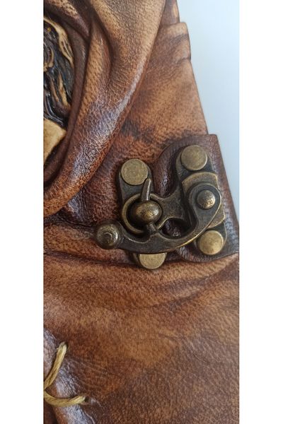 MATRUŞKA DERİ SANAT TASARIM Handmade Real Leather Hardcover Diary Notebook (Medium Size)