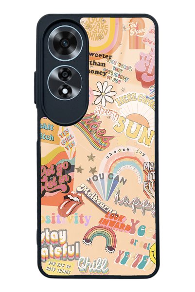 Spoyi Oppo A60 Glossy Phone Case with Vintage Sticker Design