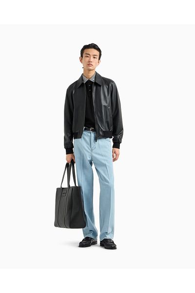 Emporio Armani Ανδρικό μπλουζάκι με γιακά πόλο με κοντό μανίκι με κουμπιά γιακά και μανίκια με λεπτομέρεια ρίγες μαύρο μπλουζάκι με γιακά πόλο EM000852
