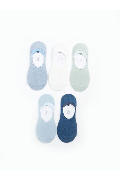 LC Waikiki Babet Socks Lcw Dream Blue Women's Flat Babet Socks 5 Pcs