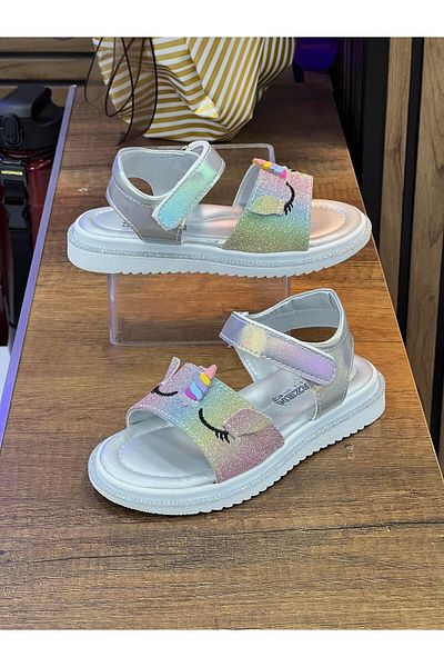 homiro Children's Single Strap Glitter Sandet-Rainbow