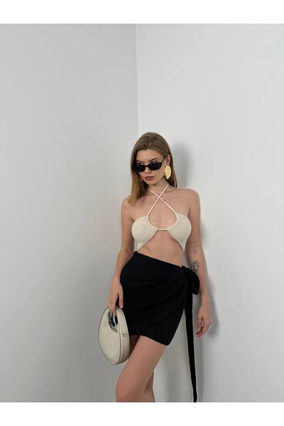 bayansepeti New Season Low-Cut Textured Bra Women's Blouse 24S54027