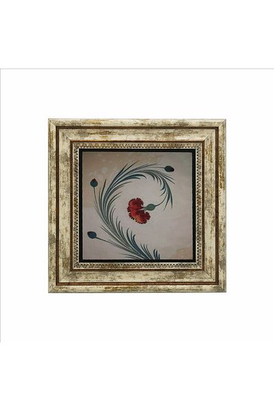 Sadrazam Carnation Ebru Printed Natural Stone Table (25 X 25 Krt-71)