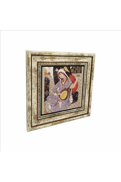 Sadrazam Pictură cu piatră naturală imprimată în miniatură pentru femeie muziciană (25 X 25 KRT-124)