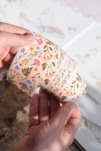 GÖKÇETasarım Çiçek Desenli Washi Tape Sticker (5 CM X 2 M) / Washi Bant, Scra...